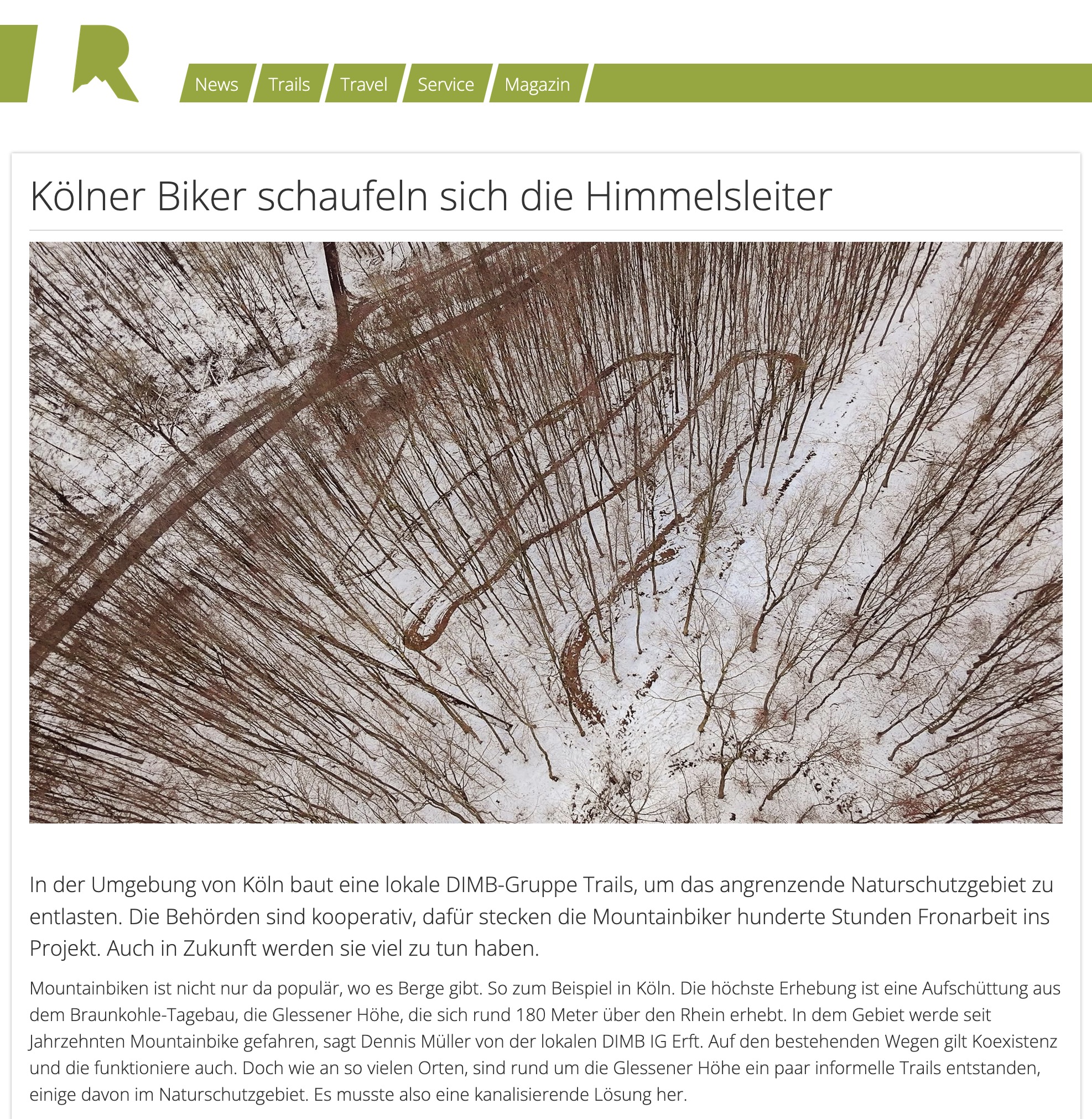 Artikel über die Himmelsleiter Trails der DIMB IG Erft im schweizer Ride MTB Magazin